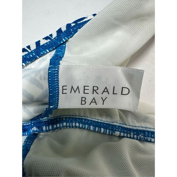 Emerald Bay Perfect Fit Geometric Pattern Women’s Swimsuit Size 20W Blue White - Picture 4 of 10
